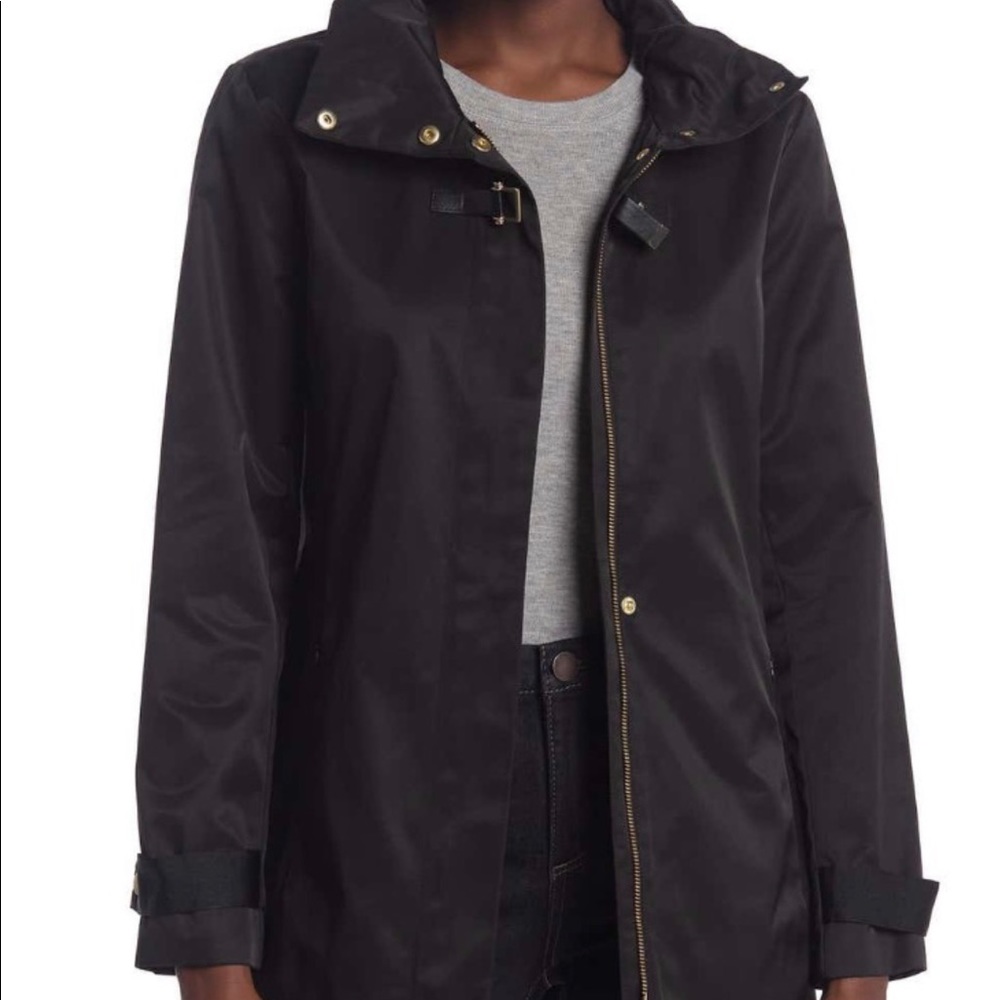NWT cole haan black stowaway hood jacket
